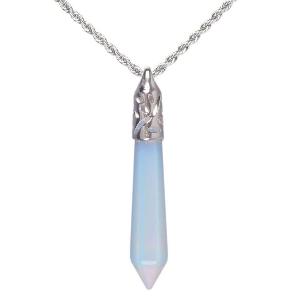 Hexagonal Pointed Reiki Chakra Pendant Stainless Steel Chain Necklace 20 Inch Ir